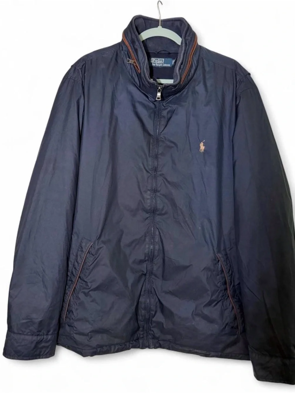 Polo Ralph Lauren 2XB Navy Microfiber Hidden Hood Jacket